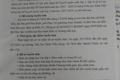Kế hoạch Tuyển sinh Lớp 1 năm học 2022-2023, công khai dự toán bổ sung NSNN, QII, 6 tháng đầu năm 2022